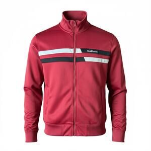 Ben Sherman Red Track Jacket Men's Full Zip White Stripe Retro Euro Streetwear-M